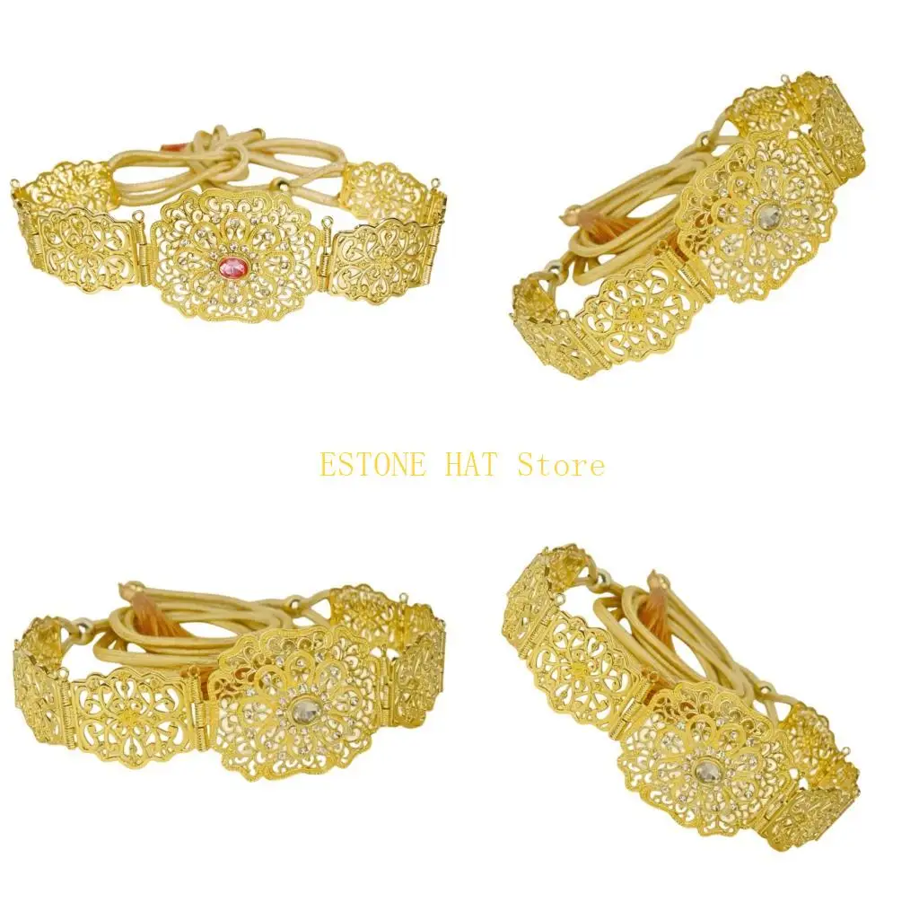 

49MF Modern Metal Waist Chain For Stylish Layering Sparkling Hollowout Waist Strap