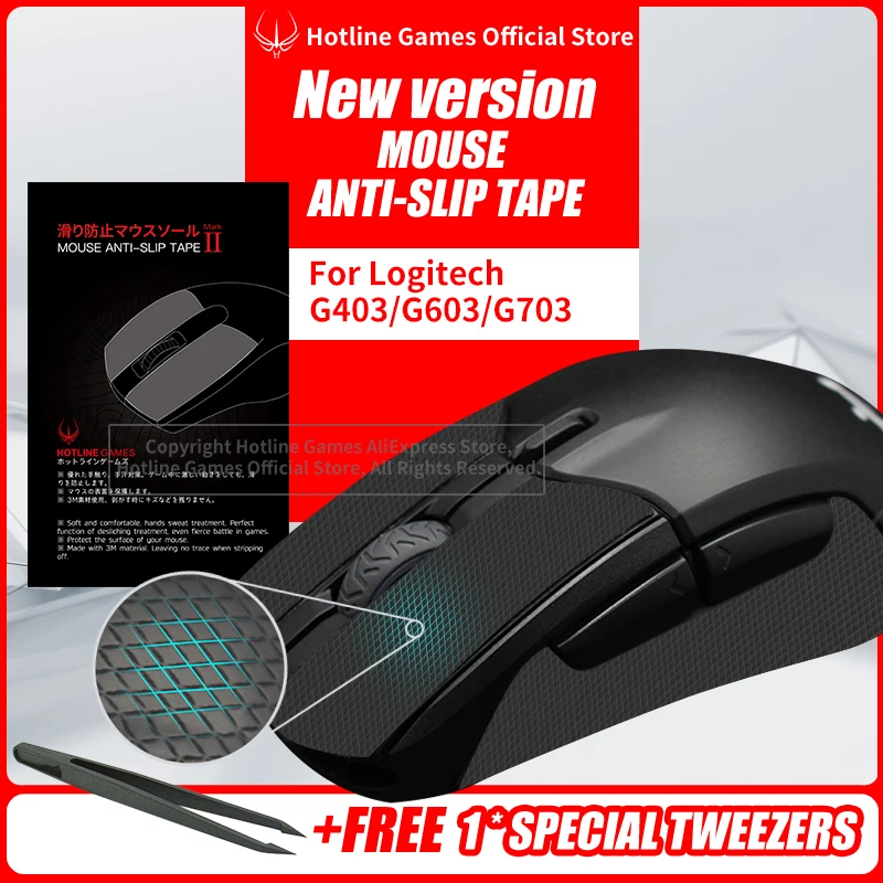 Hotline Games Mouse Anti-Slip Tape for Logitech G403 G603 G703 Gaming Mouse Sweat Resistant Pads Mouse Side Anti-Slip Stickers