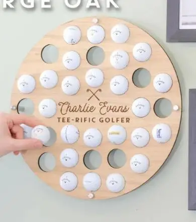 

6 Hole Round Wooden Golf Ball Display Rack Stable Organizer for Office Home Decor Golf Ball Presentation Rustic Sports Collector
