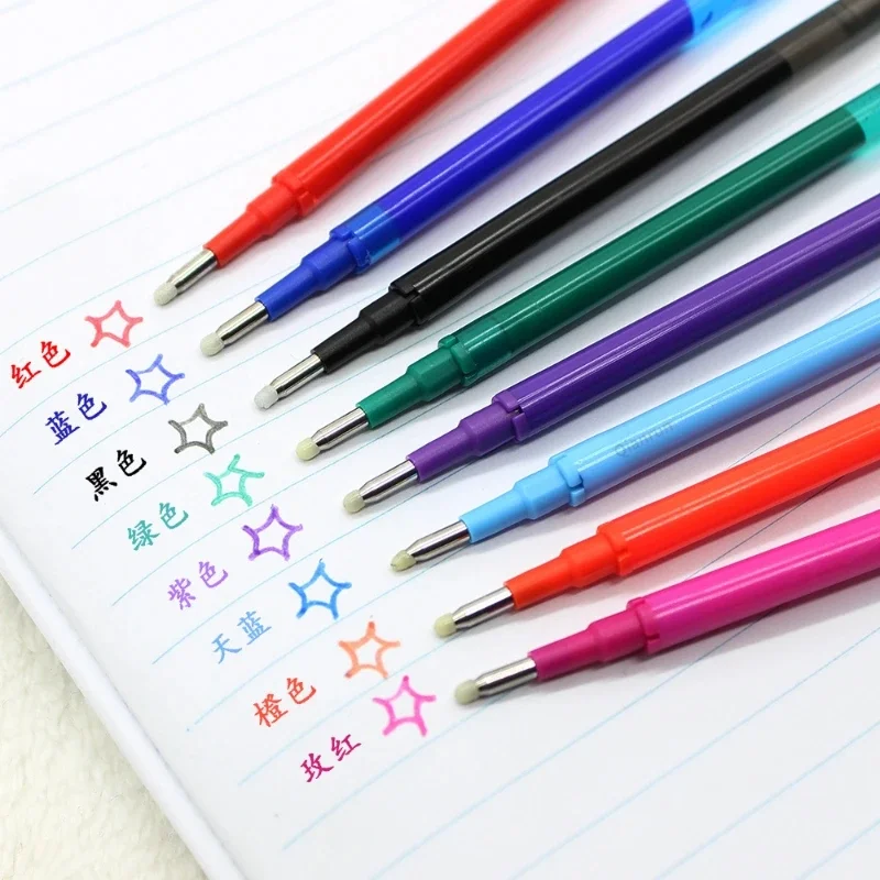 0.7mm Magic Erasable Pen Press Gel Pen Set 8 Colors Erasable Refill Rod Gel Ink Stationery Retractable Pens Washable Handle Rod