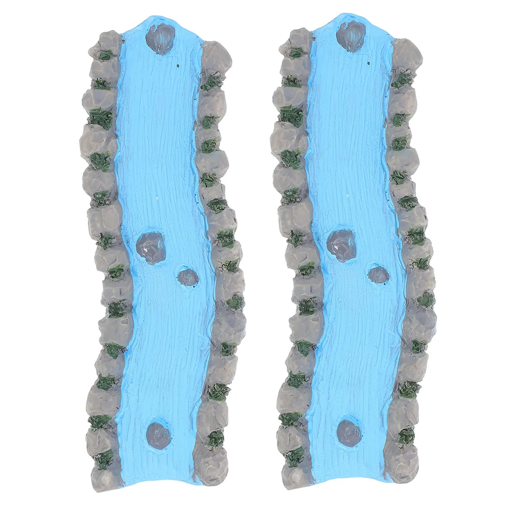 

2Pcs Resin Miniature Stream Sand Table Fairy Garden River Garden Water Feature Landscape Decoration Accessory Mini River Prop
