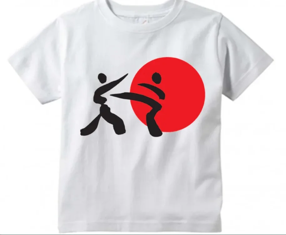 Camiseta kanji kanji infantil, blusa de manga curta, Karate Kick, MMA, Shinobu Design, casual, fofo, infantil, verão