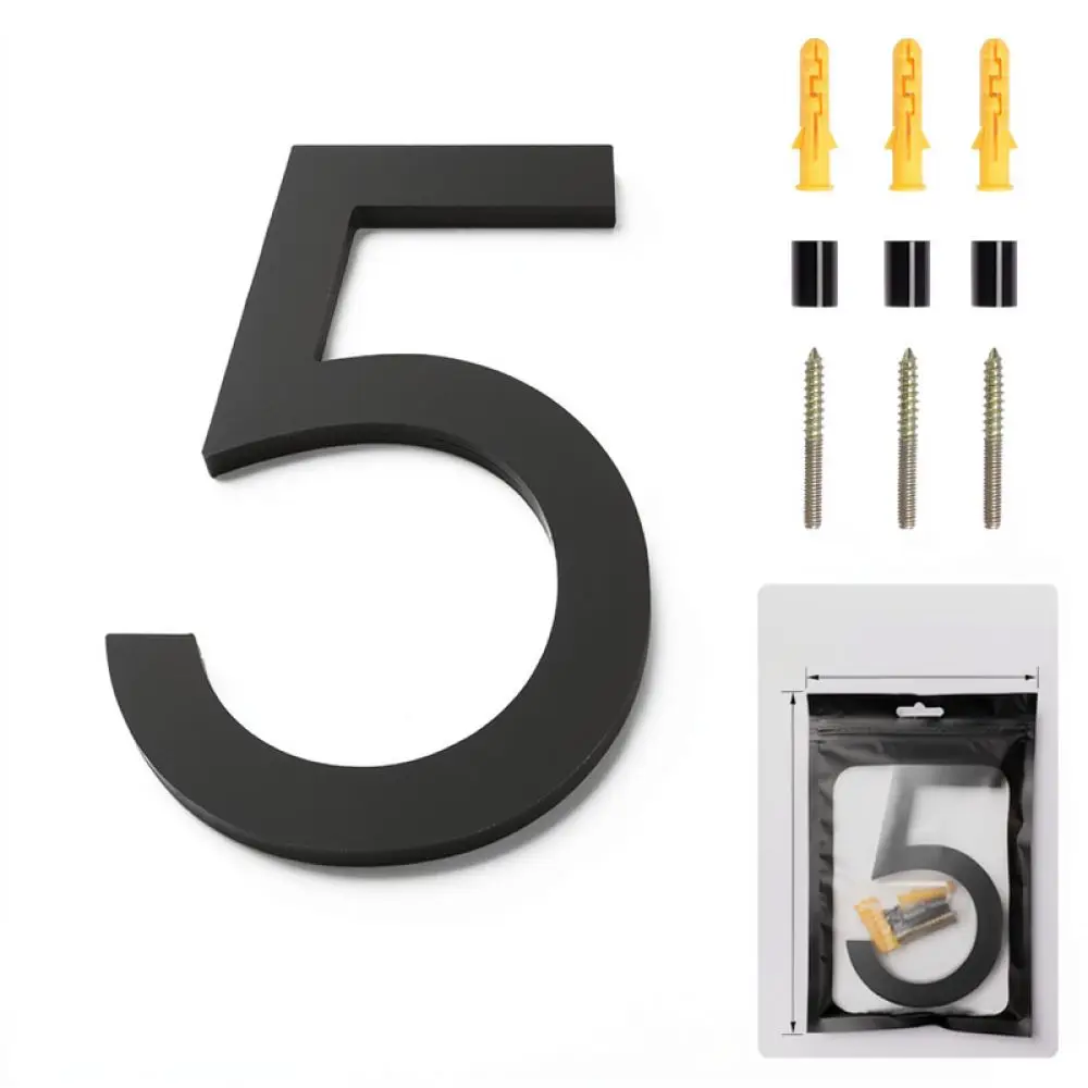 5 Inch 6 Inch Matte Black House Numbers Acrylic Door Sign Modern Exterior Address Plaque For Home Gate Mailbox Decor