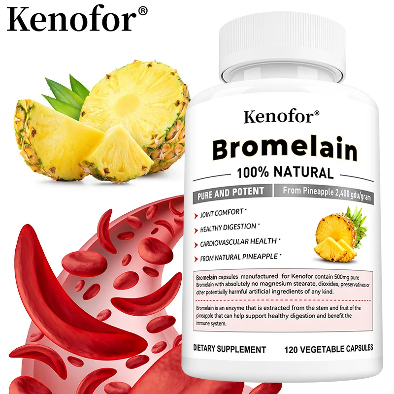 

Bromelain Supplement 500 Mg, Optimal Dosage (2400 GDU/g), Promotes Digestive Health, Proteolytic Enzyme, Supports Joint Health
