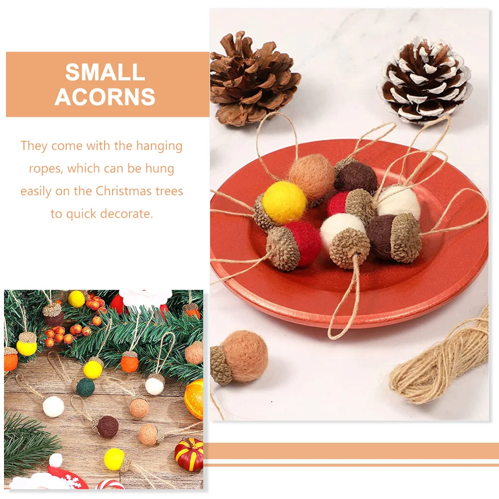 

12pcs Felt Pine Cone Acorn Garland DIY Hanging Decor Mini Acorns Christmas Ornaments Festival Adornments Wool