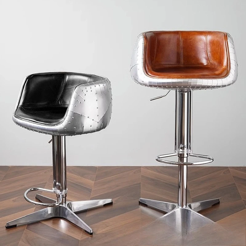 Industrial style metal bar chair leisure bar TKV coffee bar lift chair retro leather wine glass chair commercial bar chair