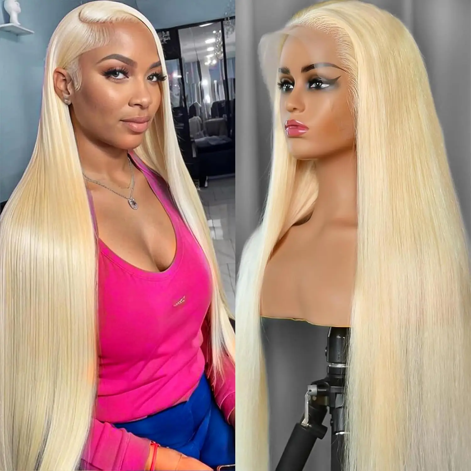 613 13x6 Lace Front Wig Human Hair Straight 13x4 Blonde Lace Front Wig Pre Plucked 180% Density 613 Straight Human Hair Wigs