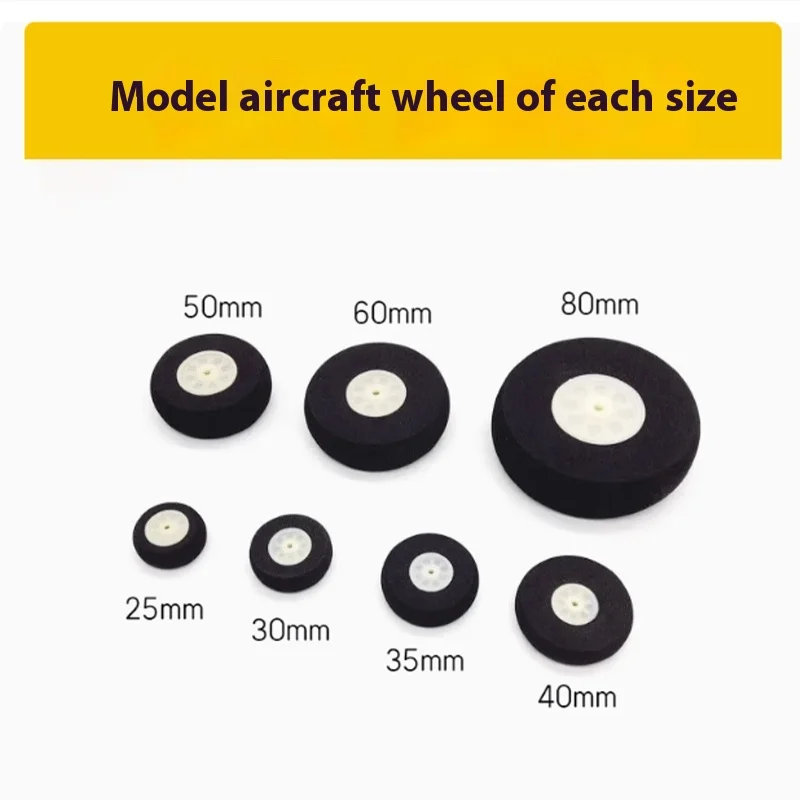 2pcs Fixed Wing Model Aircraft Wheel 25mm 30mm 35mm 40mm 50mm 60mm 80mm Sponge Machine Wheel