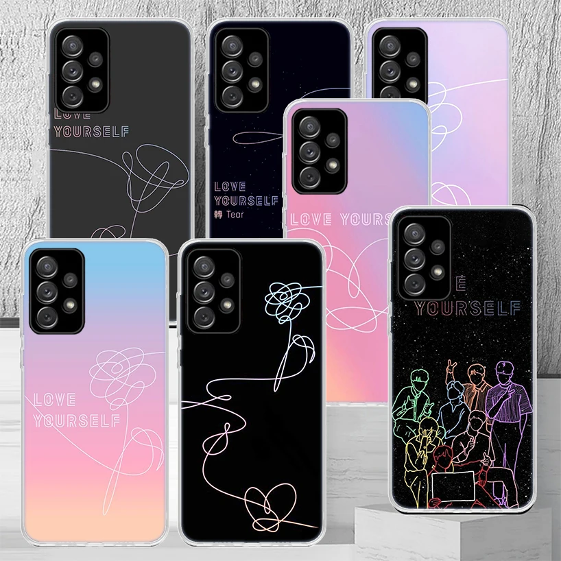 Love Yourself Flower Heart Line Kpop Phone Case Fundas For Samsung Galaxy A51 A50S A71 A70 A41 A40 A31 A30S A21S A20E A11 A10S A