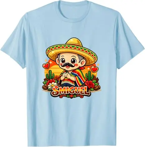 Smiguel Mexikanisches Sombrero T-Shirt Y2k Humor Lebendige Kunst Lustiges Mexikanisches Kultur-Mashup T-Shirt Niedliche Festival-Partykleidung Neuartiges Geschenk – Detail 14