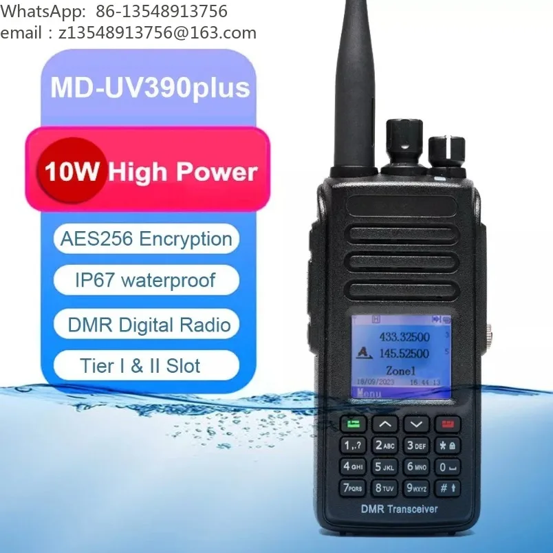 MD‑UV390 Plus DMR Digital Radio 10W IP67 Waterproof AES256 Encryption VHF UHF Two Way Radio