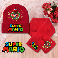 Super Mario Knitted Hat Exquisite Scarf Fashion Red Christmas Winter Warm Outdoor Activity Beanies Cute Boy Girl Xmas Party Gift