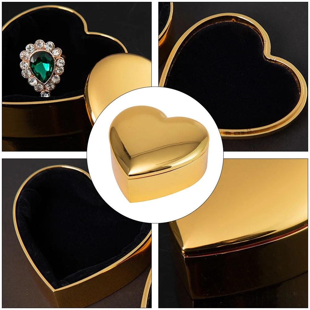 Jewelry Wrapping Box Heart Shaped Case Zinc Alloy Material Durable Long Lasting Earrings Brooch Hair Clip Display Holder