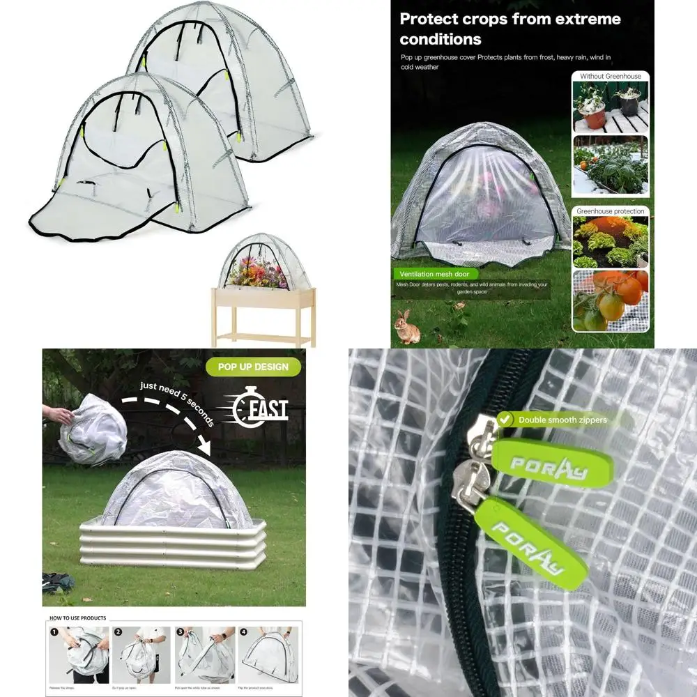 

2-Pack 4x2FT Garden Greenhouse Cover for Raised Beds, Mesh Windows, Cold Protection