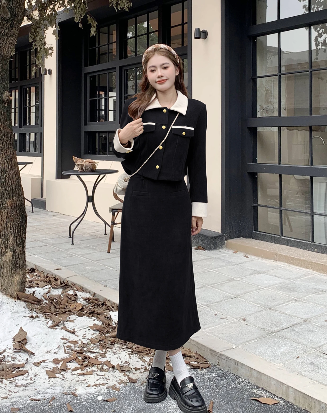 

Новая стильная французская бархатная Лавандовая верхняя одежда в стиле ретро + длинная юбка средней длины, женская одежда, костюм из двух предметов