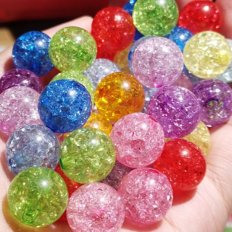 Newest Fashion Acrylic Crackle Beads 8mm 10mm 12mm 14mm 16mm Loose Round Plastic Jewelry Bracelet Necklace Gumball Bubblegum DIY