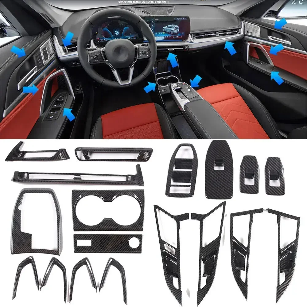 

For BMW X1 iX1 U11 2023-2025 ABS Carbon Fiber Car Gear Panel Cover Decorate Kit Interior Car Accessoires