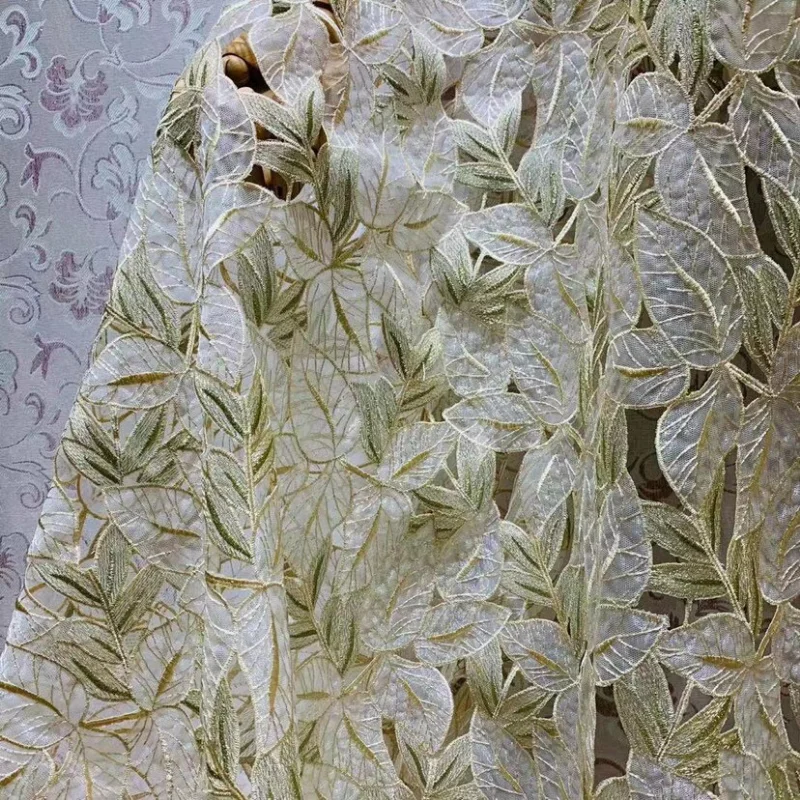 

Hollow-out Leaf Embroidery Lace Mesh Fabric for DIY Sewing Handmade Dress Clothing Fashion Designer Fabrics Material Cloth