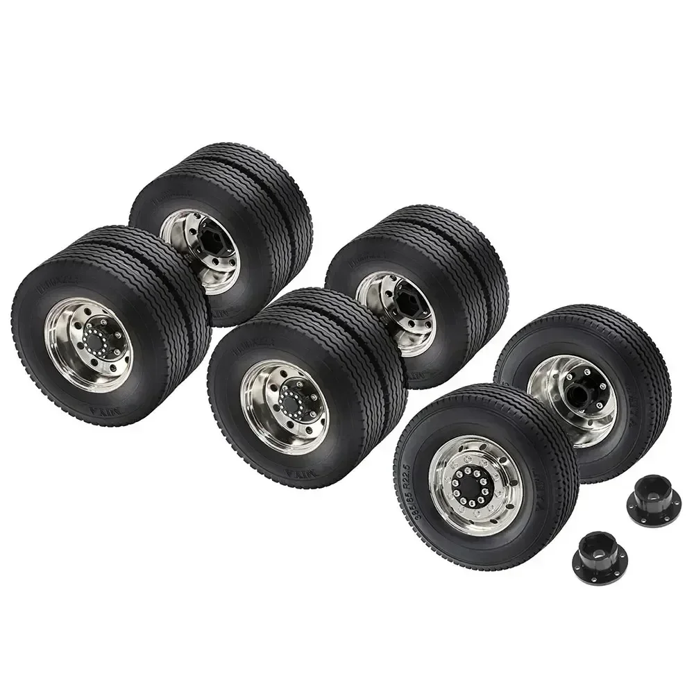 1/14 TAMIYA RC Truck Universal Metal Wheel Rim & Tire Set, Upgrade Parts for Model Cars