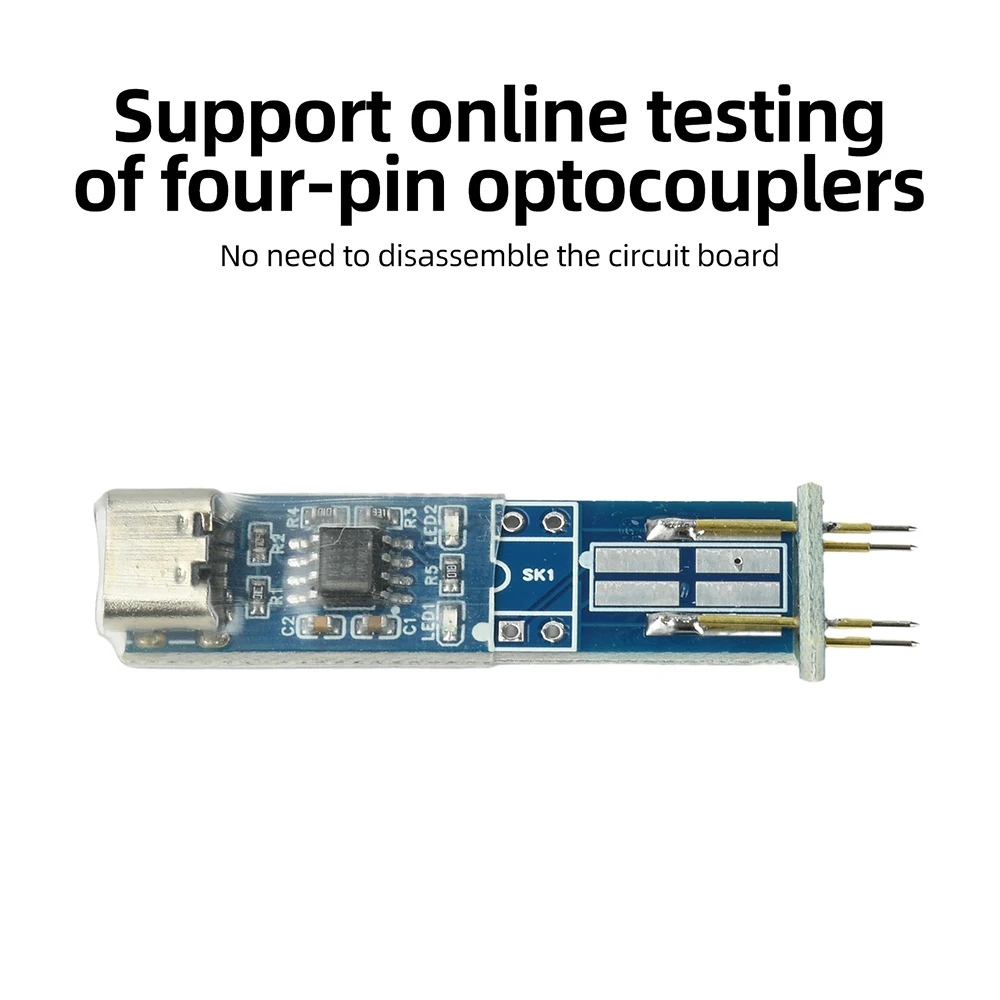 4-Pin Optocoupler Tester Type-C Online In-circuit Test Tool Auto Identify Pin LED Indicator Support SMD 817 781 521 Optocoupler