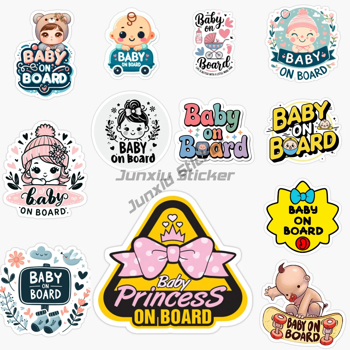 

BABY ON BOARD Car Stickers Car Styling Warning for Motorcycles Auto Window Bumper Vinyl Car or Bumper Occlusion Scratch Decals