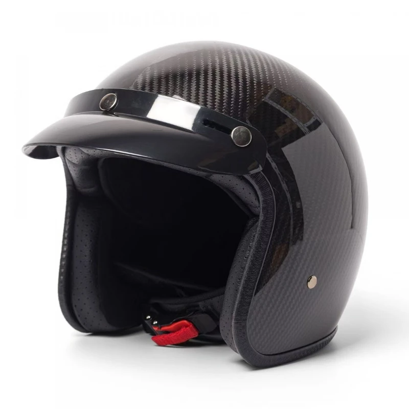 

Super Lightweight Carbon Fiber Vintage Helmet 3/4 Jet Scooter Helmet Trend Glossy Black Open Face Motorcycle Helmets