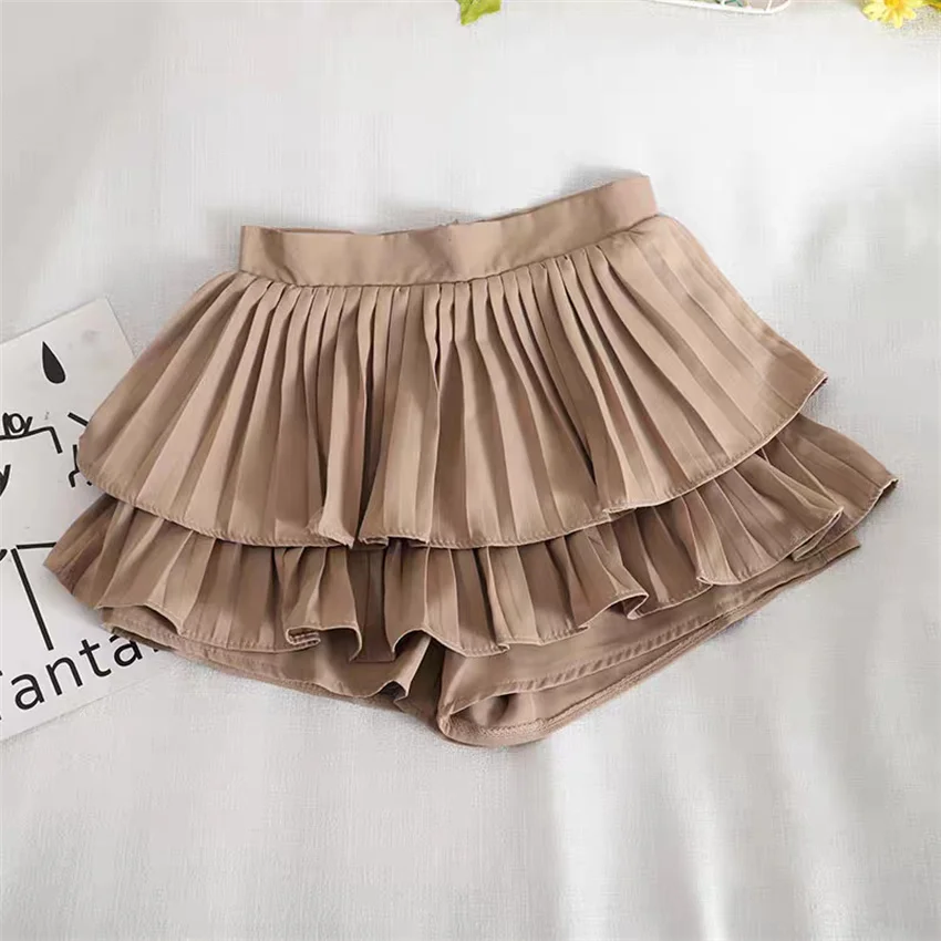 Gowyimmes 2025 Spring Summer Women Pleated Mesh Skirt Fashion Girl High Waist A-line Shorts Skirts Fairy Mini Bottmings PD1790