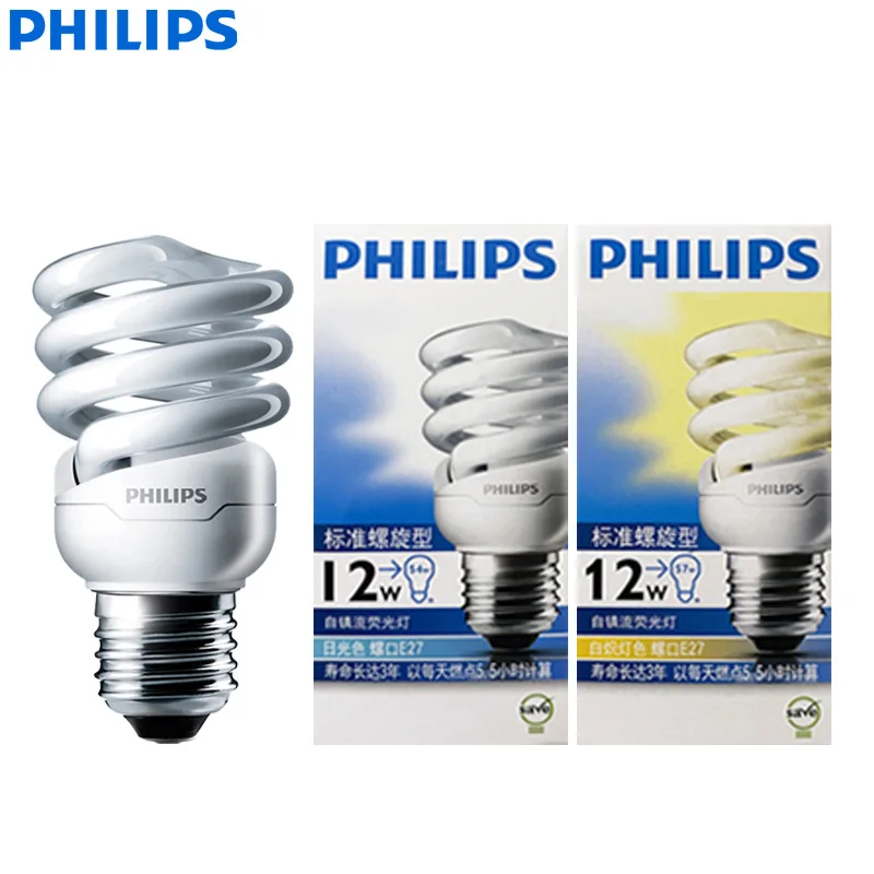 Philips Tornado Series Compact Fluorescent Spiral Energy Saving Bulbs E27 Twister Shape Lamps 12W 2700K 6500K