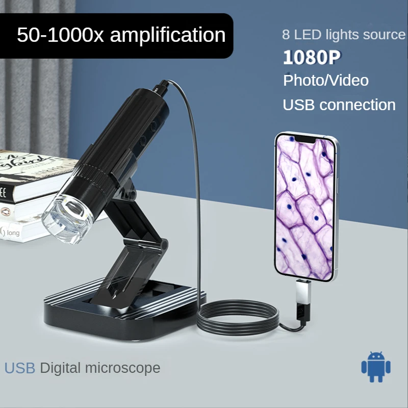 

W02 1600X High Definition Digital Microscope Industrial Medical Beauty Children's Magnifier Handheld USB Electron Microscope