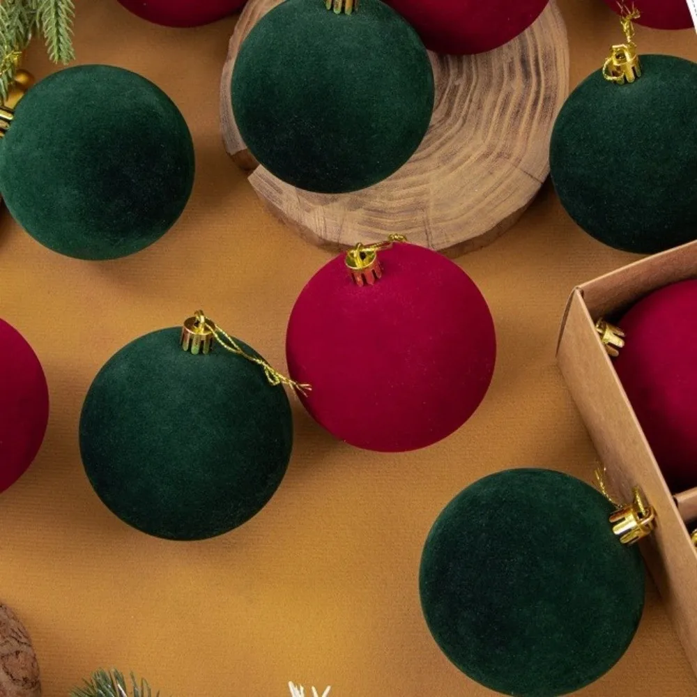 12pcs 6cm Christmas Ball Ornaments Vintage Style Gold Hanging Caps Christmas Tree Baubles Round Shape Holiday Tree Ornaments