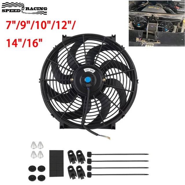 Uniwersalny 7/9/10/12/14/16 cali 12V 80W 2100RPM klimatyzacja samochodowa elektroniczny radiator łopatka wentylatora chłodzącego elektryczny zestaw chłodzący