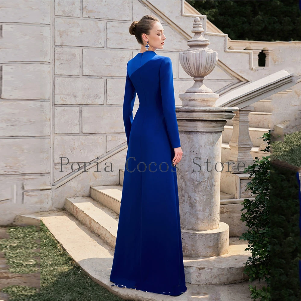 تخصيص السعودية اللباس البوق طويلة الأكمام الطابق طول س الرقبة الديكور فساتين السهرة حزب اللباس #2