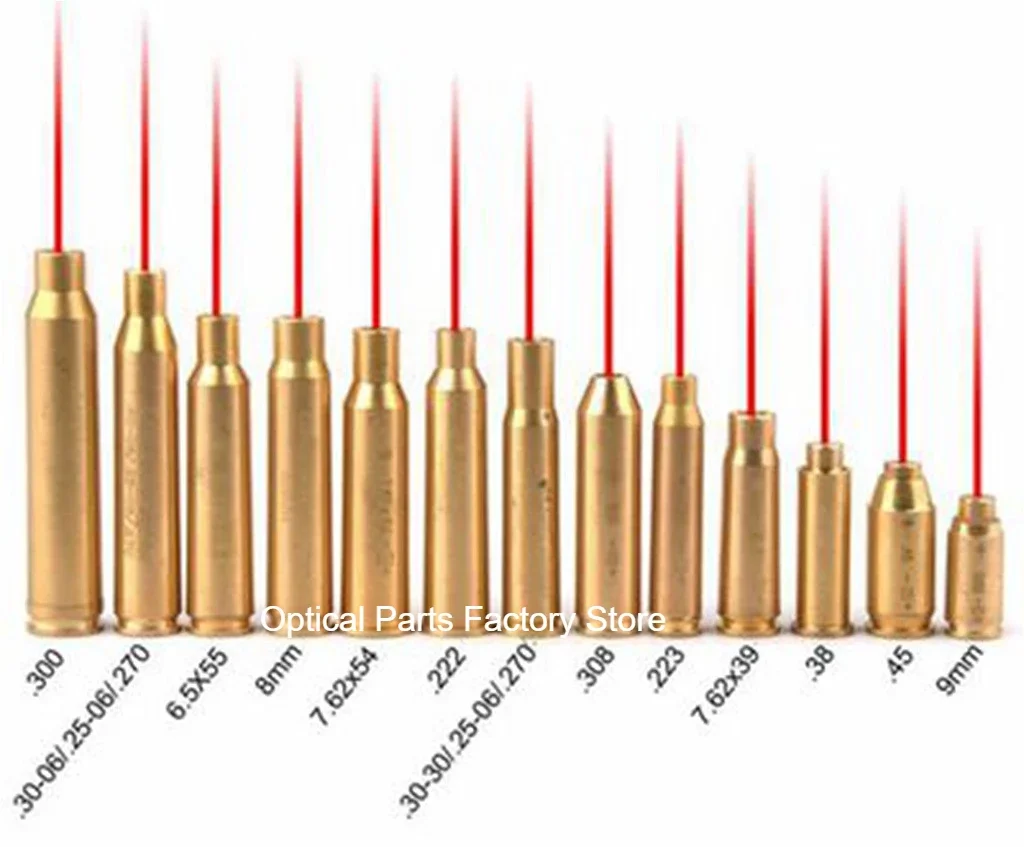 Red Dot Laser Brass Boresighter CAL .223/5.56/9mm/308/7.62/.45/30-06 Cartridge Boresight for Rifle Scope Hunting Gun Accessories