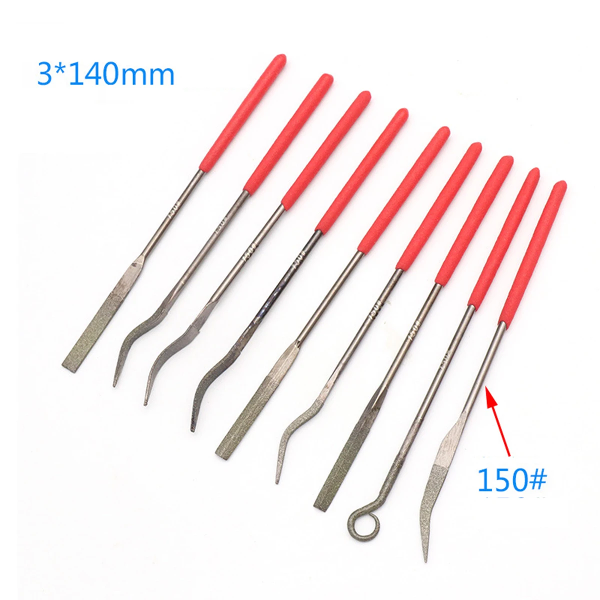 10Pc DIY Crafts Diamond File Set Abrasive Special Shaped Grinding Files 3x140mm Non-Slip Handle Versatile Polishing Carving Tool