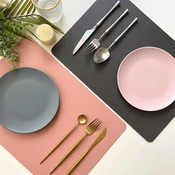 Double-layer Leather Table Mat Nordic Heat-proof Placemat Insulation Waterproof Oil-proof Table Mats for Home Hotel Decoration