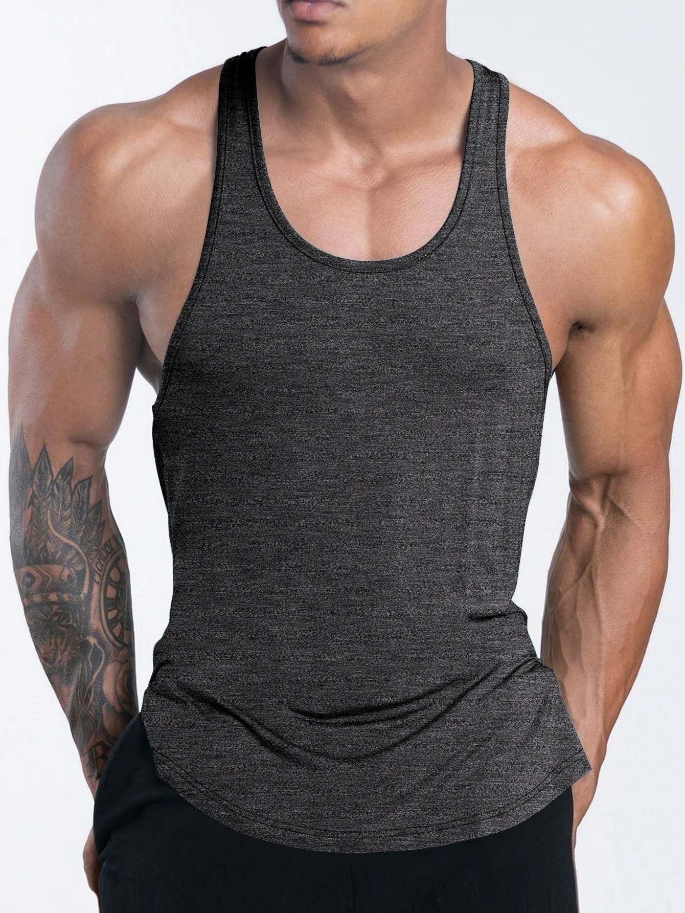 Summer Men's Sports And Fitness Tank Top Racerback Solid Color Tank Top Running Basketball Breathable Quick Drying Tank Top