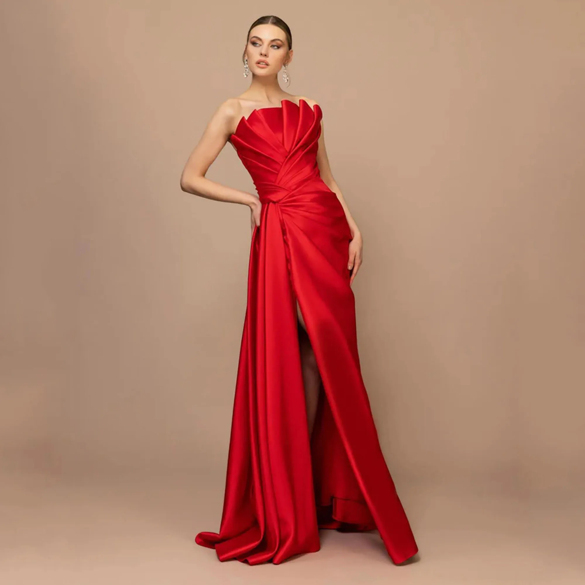 EVON BRIDAL Sleeveless Red Evening Dress 5