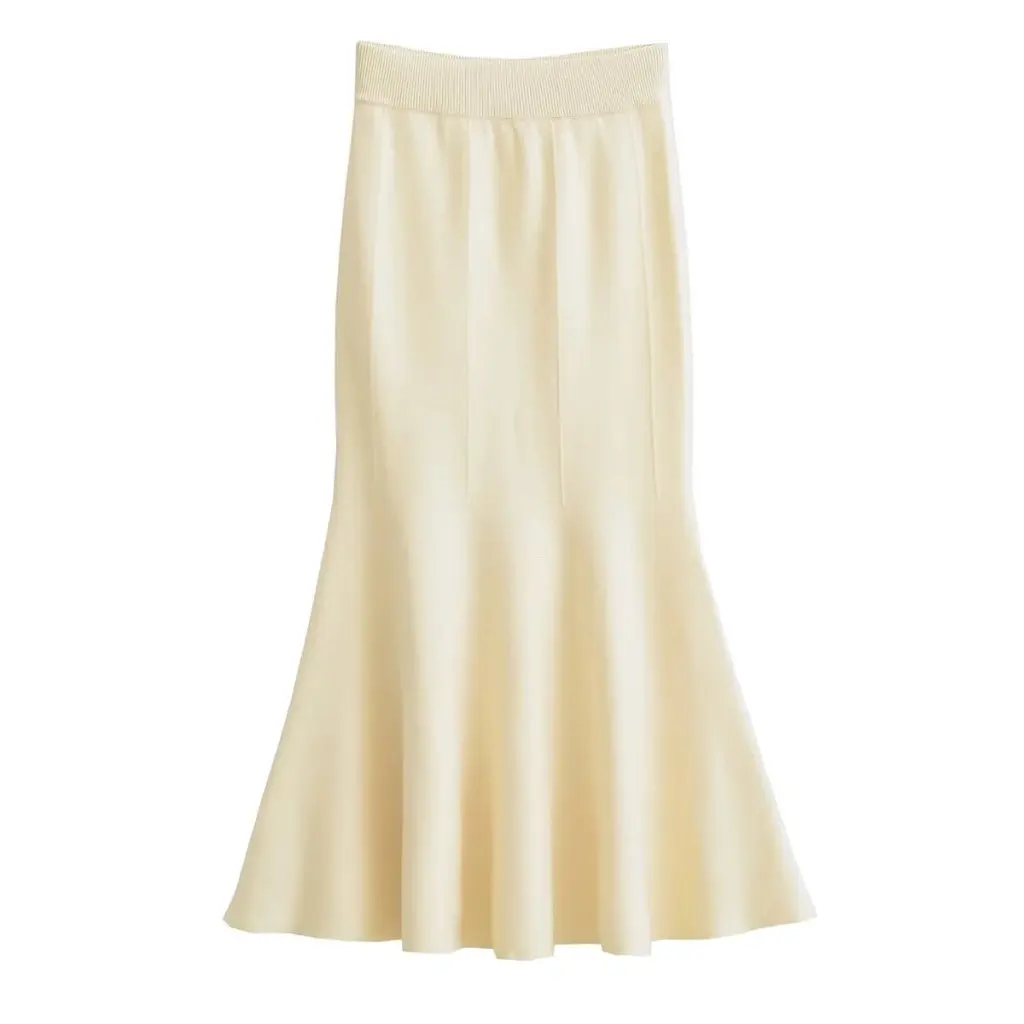 

Women's High Waist Slim-fit Fishtail Skirt Elegant Knitted Long Skirt for Autumn Sexy Slimming Elastic Sheath Hot Girl Style