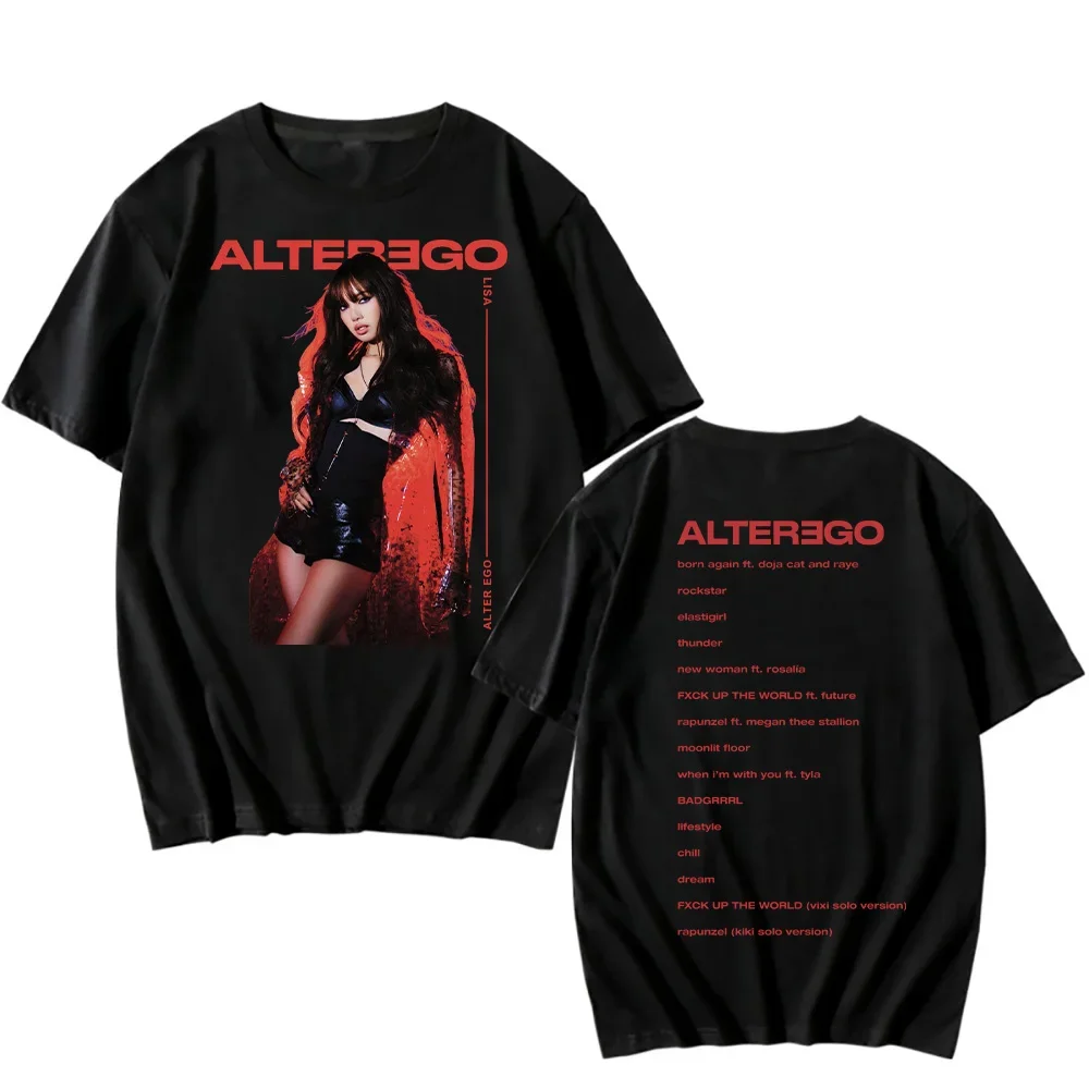 LISA Alter Ego 2025, bedrucktes T-Shirt, Kpop, LISA, neue Kleidung, Damen/Herren, hochwertiges T-Shirt, Trends, Design, ästhetisches Top, Y2K-T-Shirt