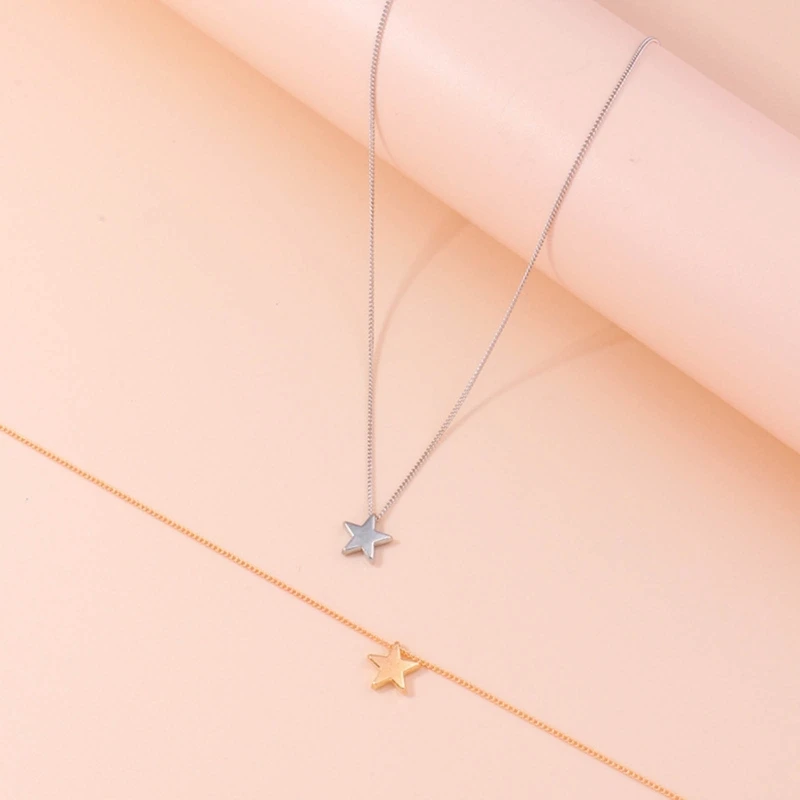 Sweet Stylish Star Pendant Necklace Dainty Star Sweater Chain Simple Y2K Jewelry Eye-catching Star Choker Clavicle Chain