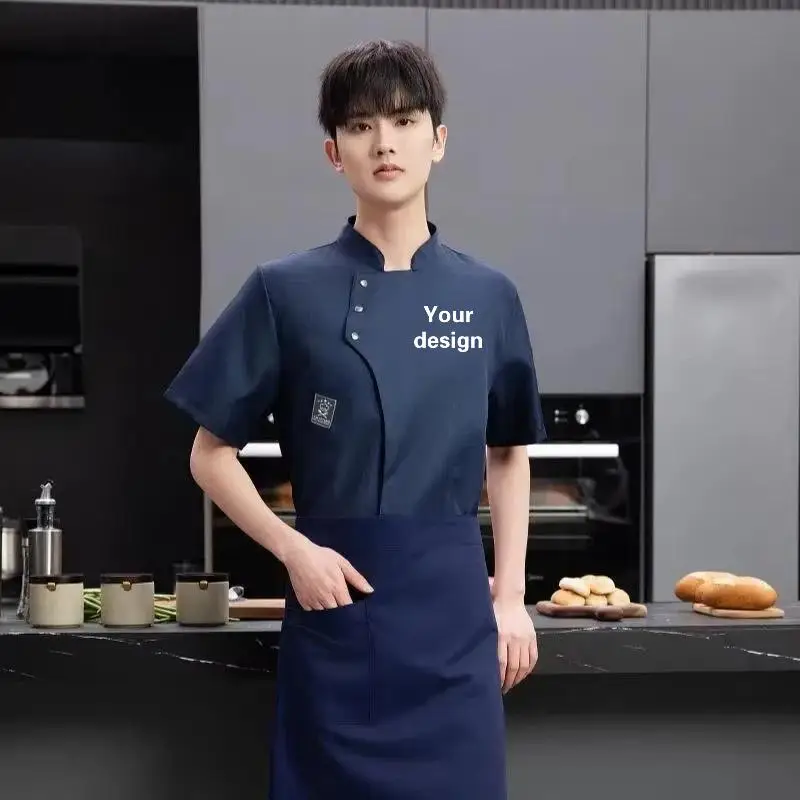 Chef's Work Uniform Short Sleeved Summer Breathable And Wear-resistant Hotel Catering Baking Chef's Uniform Customized Logo