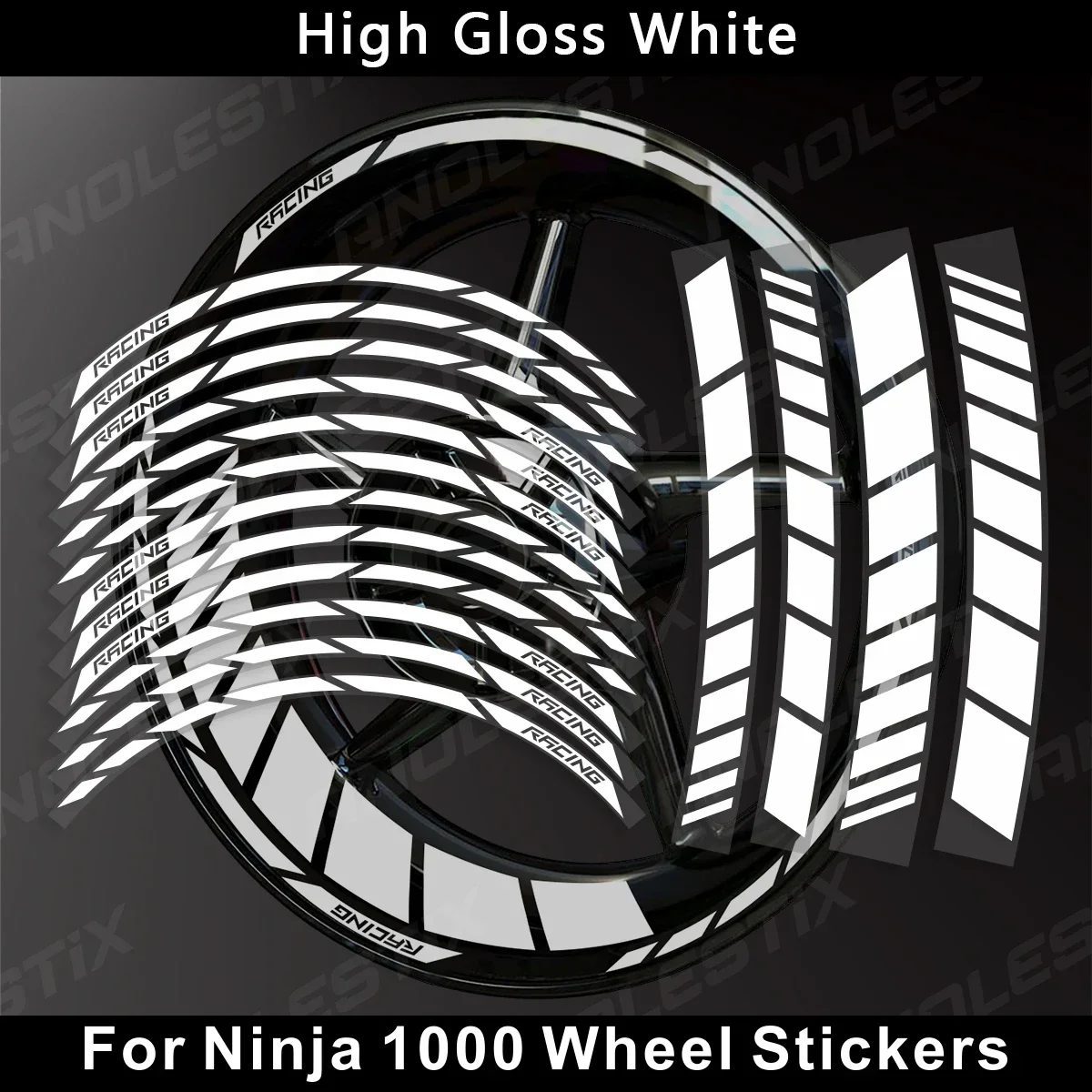 AnoleStix Reflective Motorcycle Wheel Sticker Hub Decal Rim Stripe Tape For Kawasaki Ninja 1000