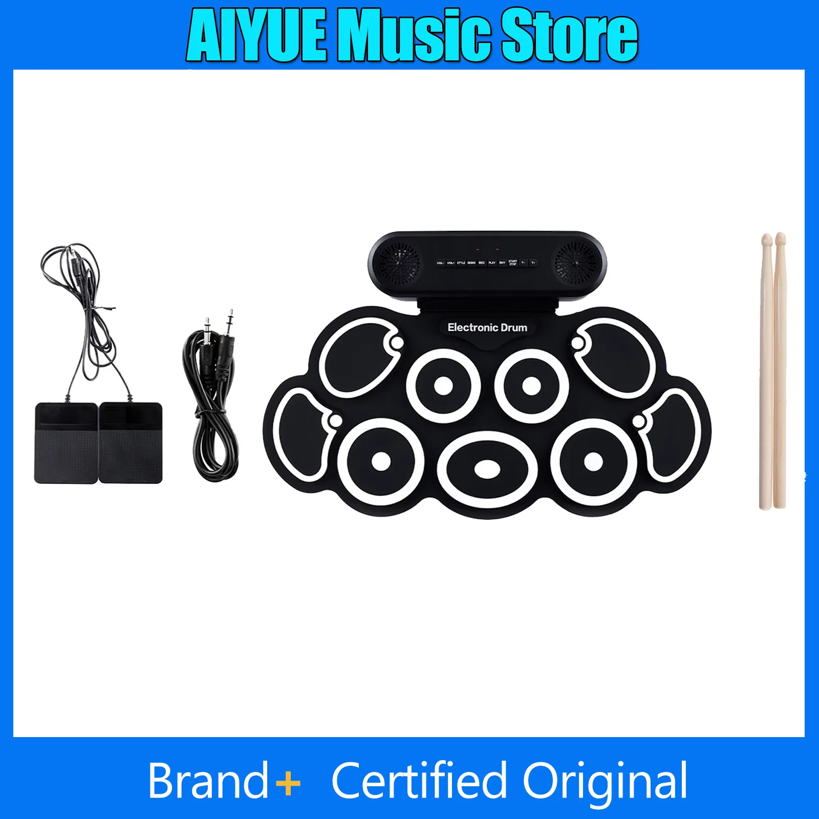 

Electronic Drum Folding Silicone Hand Roll USB Electronic Drum Portable With Drumsticks Power Supply Practice Kit Drums Pad