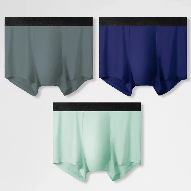 

3PCS Ice silk underwear, men's boxer shorts, summer thin, breathable, sexy, transparent boxer shorts, short slit