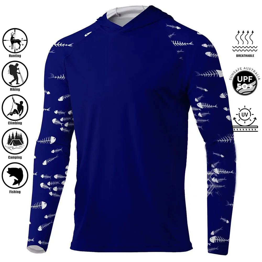 2025 Fishing Shirt Hooded Outdoor Motion Uv Protection Large Size Man Camouflage Moisture Wicking Jersey Fishing Apparel Tops