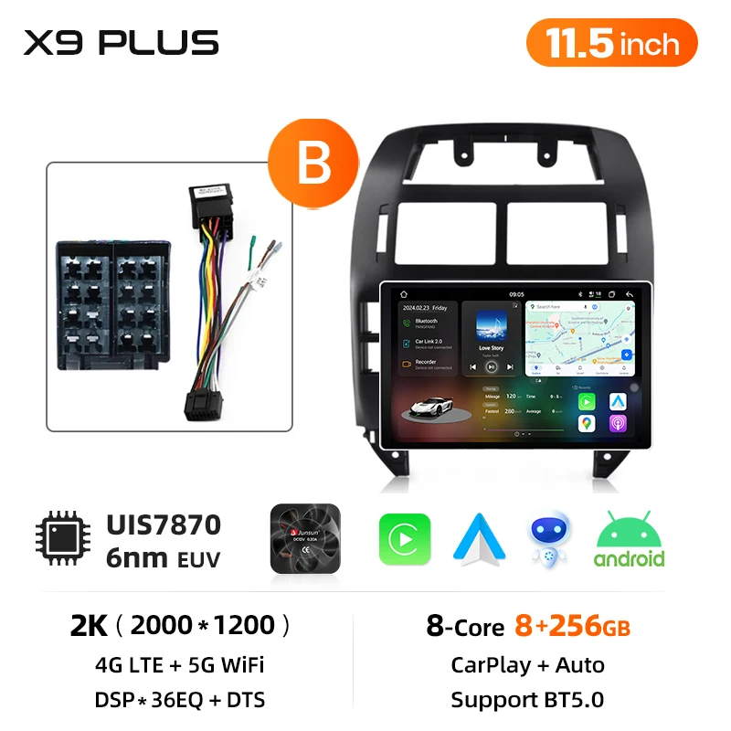 Junsun AI Voice Wireless CarPlay Android Auto Radio voor Volkswagen Polo Mk4 IV 2001-2011 Auto Multimedia Speler BT FM GPS Navigatie 2din DSP Head Unit autoradio