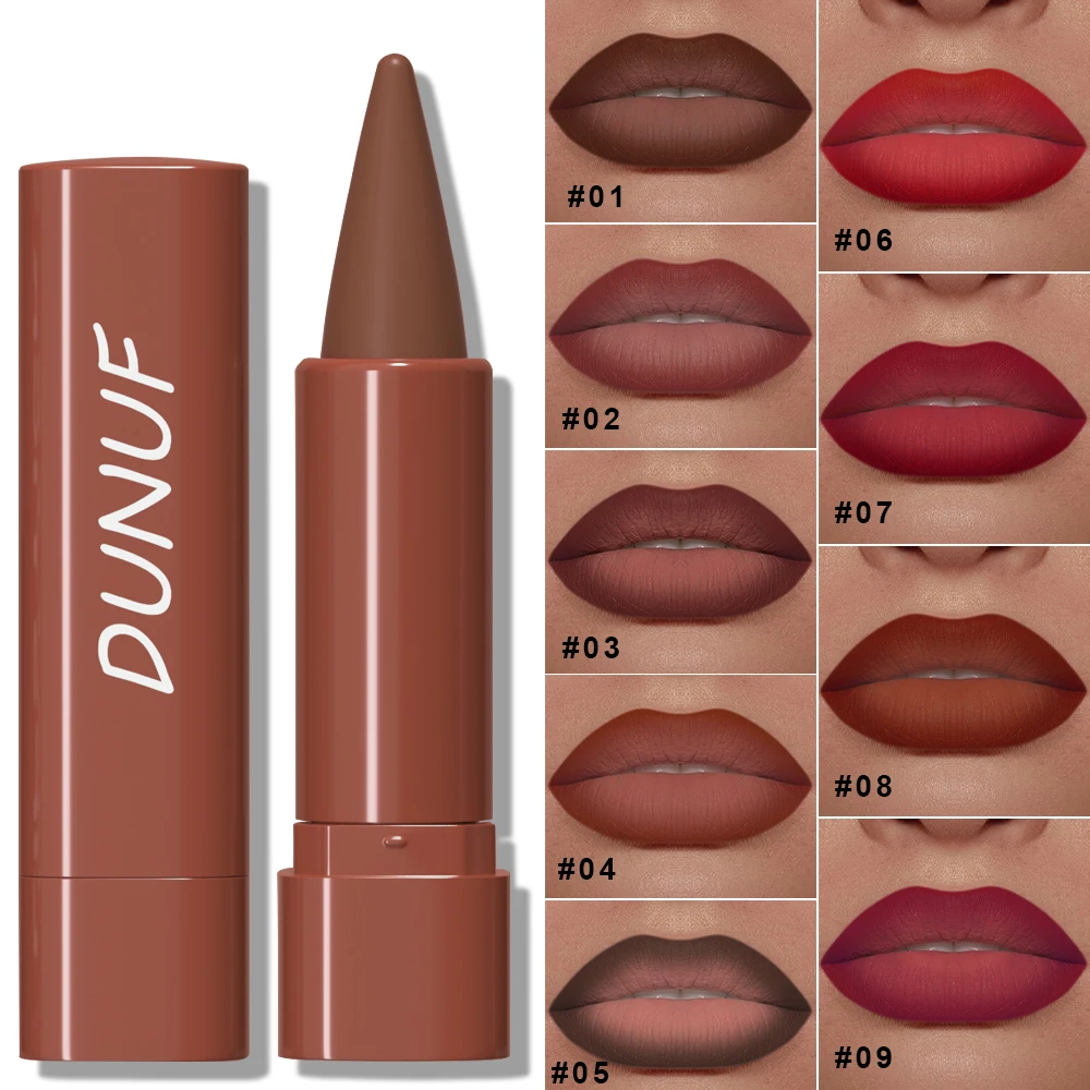 Delineador de labios mate multicolor, punta de crayón deslizante fácil, contorno perfecto y gradiente, antimanchas, uso dual, color baya, para toda la piel