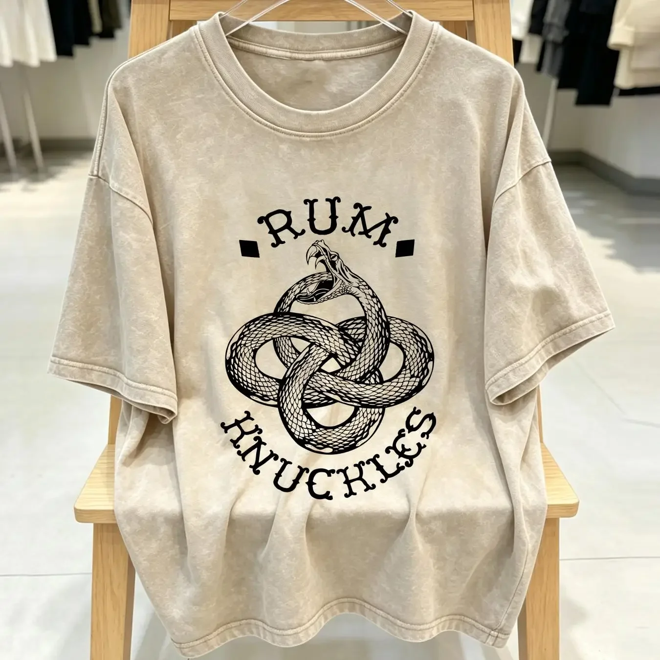 washed T Shirt Mens Rum Knuckles Art Streetwear Big Logo long or short sleeves vintage Washed homme Breathable Casual Stretched