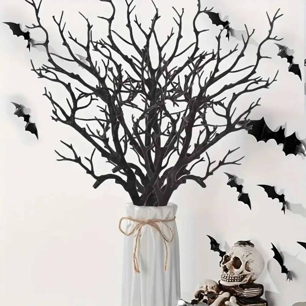 5pcs Black Halloween Artificial Dead Branch Antlers Shape Non-Fading Withered Branch Exquisite Realistic