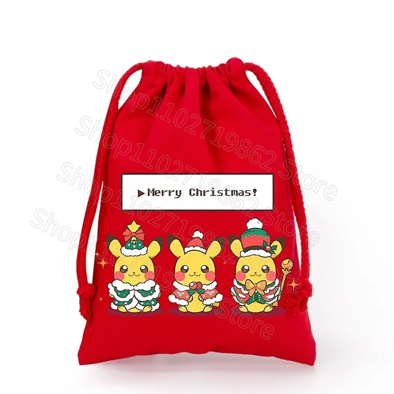 Pokemon Pikachu Cute Xmas Drawstring Pockets New Year Dinner Party Home Decor Christmas Tree Decorations Storage Bag Gifts Bags